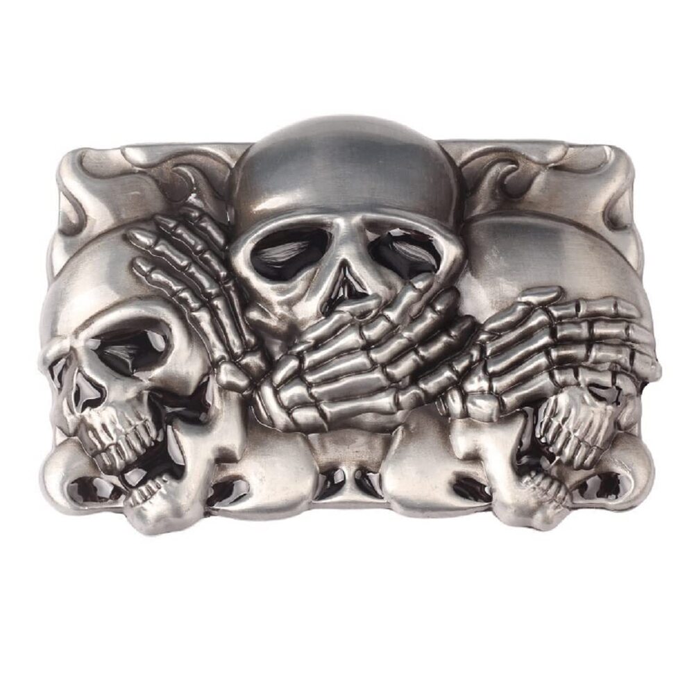8483 Skull Belt Buckle Punk Skull Skeleton Rectangular Belt Buckle